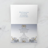 第50記念パーティーのエレガントで青い花柄 招待状 (内部)