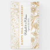 第50記念パーティーの金ゴールドの渦巻パターン旗 横断幕 (縦)