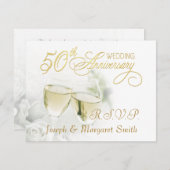 第50記念パーティー- RSVPの応答カード 出欠カード (正面/裏面)