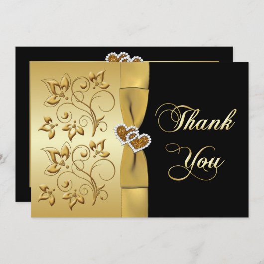 第50記念日によって結合されるハート2のサンキューカード サンキューカード (正面/裏面)