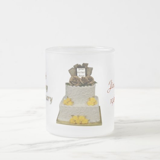 第50記念日のゆとりによって曇らされるマグはカスタマイズ フロストグラスマグカップ (中央)