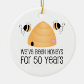 第50記念日のカップルのギフト セラミックオーナメント (正面)