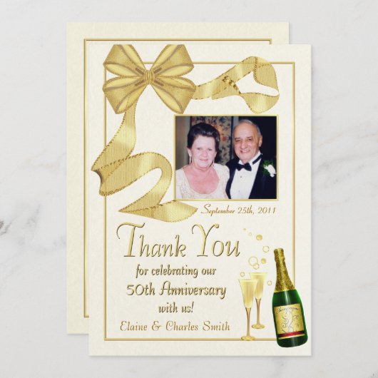 第50記念日のギフト-平らな写真カードありがとう サンキューカード (正面/裏面)
