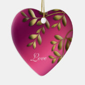 第50記念日のクリスマスのピンクの紫色の金ゴールド セラミックオーナメント (右)