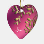 第50記念日のクリスマスのピンクの紫色の金ゴールド セラミックオーナメント (左)