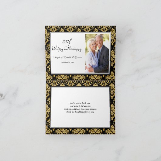 第50記念日のダマスク織、シャンデリアのサンキューカード サンキューカード (内部)