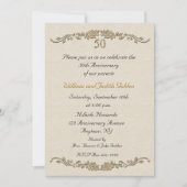 第50記念日のバラのボーダー招待状 招待状 (正面)