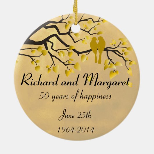 第50記念日のパーソナライズなお祝い セラミックオーナメント (裏面)
