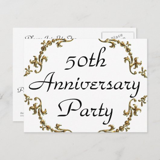 第50記念日のパーティの招待状の郵便はがき インビテーションポストカード (正面/裏面)