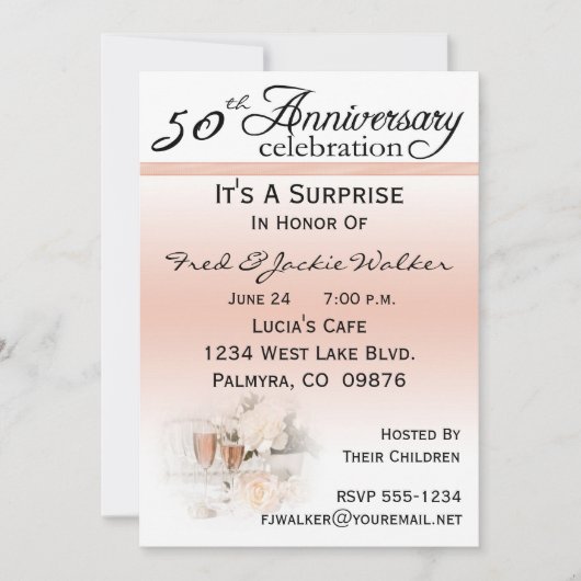 第50記念日のパーティの招待状を驚かして下さい 招待状 (正面)