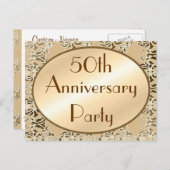 第50記念日のヴィンテージの招待状の郵便はがき インビテーションポストカード (正面/裏面)