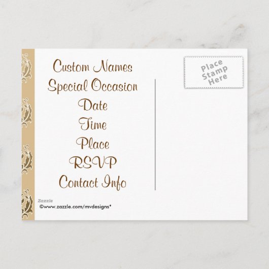 第50記念日のヴィンテージの招待状の郵便はがき インビテーションポストカード (裏面)