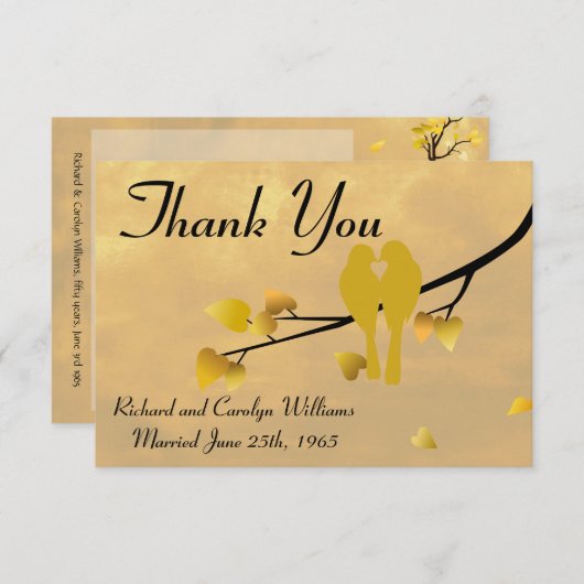 第50記念日の仲の良い恋人同士は感謝していしています サンキューカード (正面/裏面)