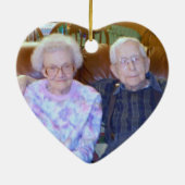 第50記念日の写真の金ゴールドの黒のリボンのダイヤモンド セラミックオーナメント (裏面)