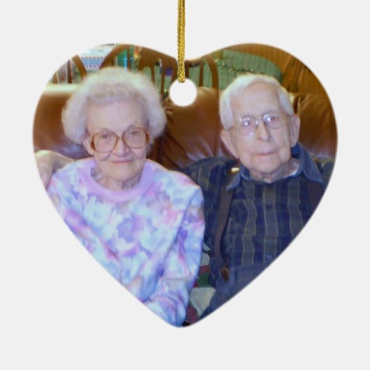 第50記念日の写真の金ゴールドの黒のリボンのダイヤモンド セラミックオーナメント (裏面)