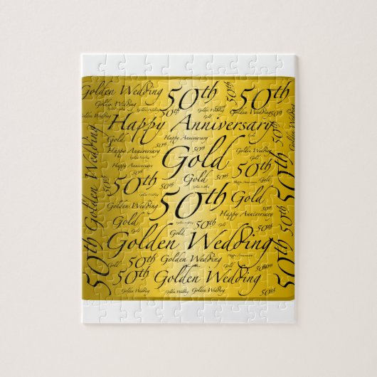 第50記念日の単語の芸術のグラフィック ジグソーパズル (縦)