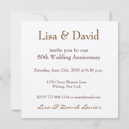 第50記念日の招待状-柔らかい金ゴールドは上がりました 招待状 (裏面)