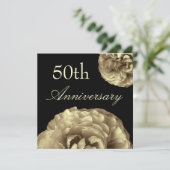 第50記念日の招待状-金ゴールドのバラ 招待状 (スタンド正面)