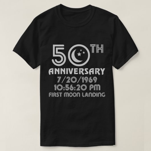 第50記念日の最初月面着陸1969年- 2019年 Tシャツ (デザイン正面)