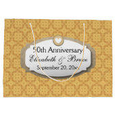 第50記念日の結婚記念日の金ゴールドZ05 ラージペーパーバッグ (裏面)