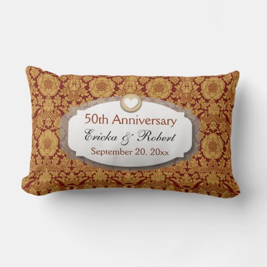 第50記念日の結婚記念日の金ゴールドZ14 ランバークッション (正面)