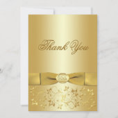 第50記念日の金ゴールドの花柄のサンキューカード サンキューカード (正面)