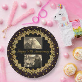 第50記念日の黒及び金ゴールドのパーソナライズなプレート ペーパープレート (パーティー)