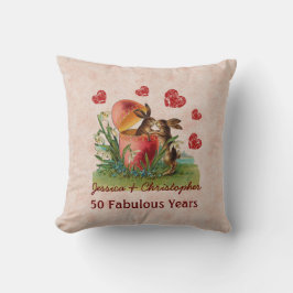 第50記念日のA05に接吻しているかわいいヴィンテージのウサギ クッション