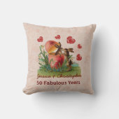 第50記念日のA05に接吻しているかわいいヴィンテージのウサギ クッション (正面)