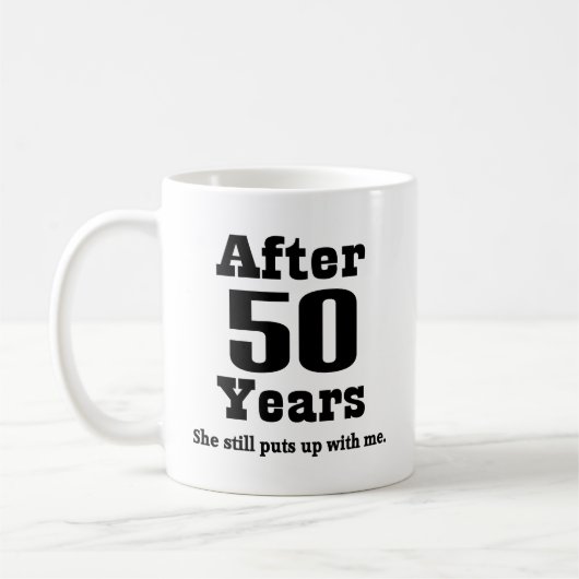 第50記念日(おもしろいな) コーヒーマグカップ (左)