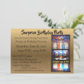 第50誕生会のカジノのスロットマシンの金ゴールド 招待状 (スタンド正面)