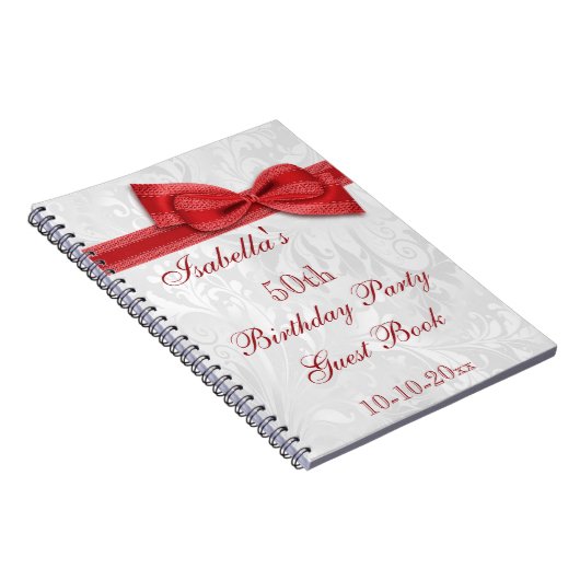 第50誕生会のダマスク織および弓 ノートブック (右側)