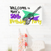第50誕生会の旗へのギターの歓迎 横断幕 (インサイチュ)