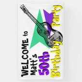 第50誕生会の旗へのギターの歓迎 横断幕 (縦)