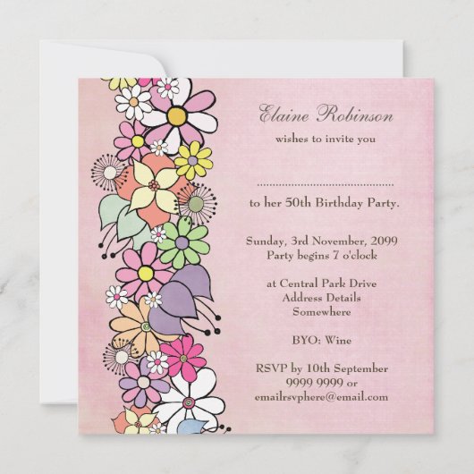 第50誕生会の春の開花のカスタムの招待 招待状 (裏面)