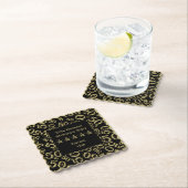 第50誕生会の金ゴールドか黒いパターンテーマ ペーパーコースター (インサイチュ)