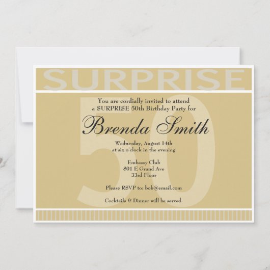第50誕生会の金ゴールドの招待状を驚かして下さい 招待状 (裏面)