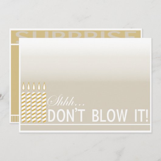 第50誕生会の金ゴールドの招待状を驚かして下さい 招待状 (正面/裏面)