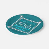 第50誕生会レトロWフレームの紙皿 ペーパープレート (アングル)