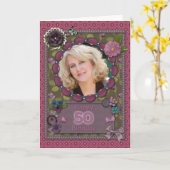 第50誕生日のための写真カード カード (黄色い花)