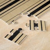 第50誕生日のシャンペンの金ゴールドの水玉模様のストライプの弓 ジグソーパズル (側面)