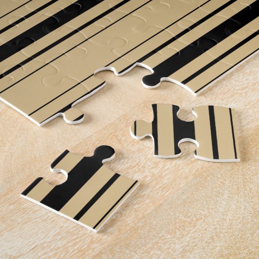 第50誕生日のシャンペンの金ゴールドの水玉模様のストライプの弓 ジグソーパズル (側面)