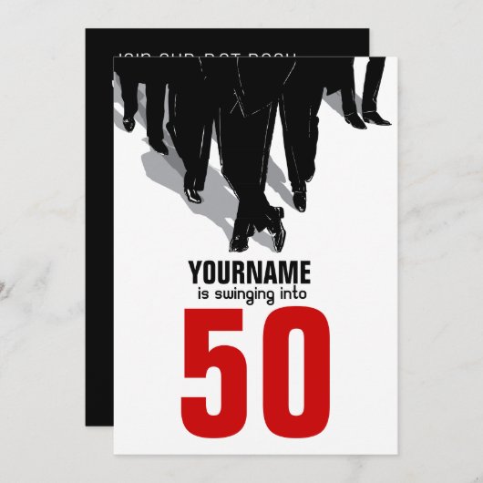 第50誕生日のスウィンガーのラットのパックのパーティー 招待状 (正面/裏面)