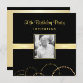 第50誕生日のパーティの招待状-任意写真 招待状 (正面/裏面)