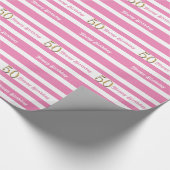 第50誕生日のピンクの金ゴールドの女性 ラッピングペーパー (角)