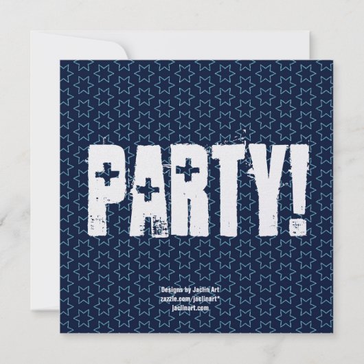 第50誕生日のモダンな赤白青は金属を主演します 招待状 (裏面)