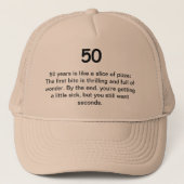 第50誕生日のユーモア- 50は切れのピザのようです キャップ (正面)