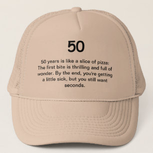 第50誕生日のユーモア- 50は切れのピザのようです キャップ