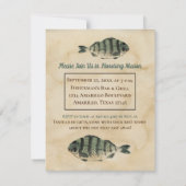 第50誕生日のヴィンテージの水彩画の魚 招待状 (裏面)