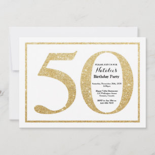 第50誕生日の招待状の金ゴールドのグリッター 招待状